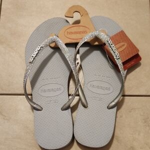 Havaianas Silver Glitter Slippers